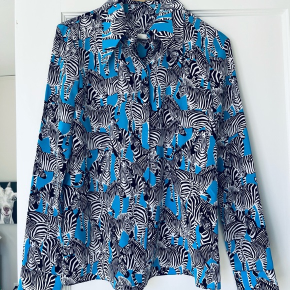 FLASH ⚡️⚡️⚡️ SALE!!! Michael Kors Zebra 100% Silk Button-Up Blouse! NEW! Sz 0 - Picture 5 of 7